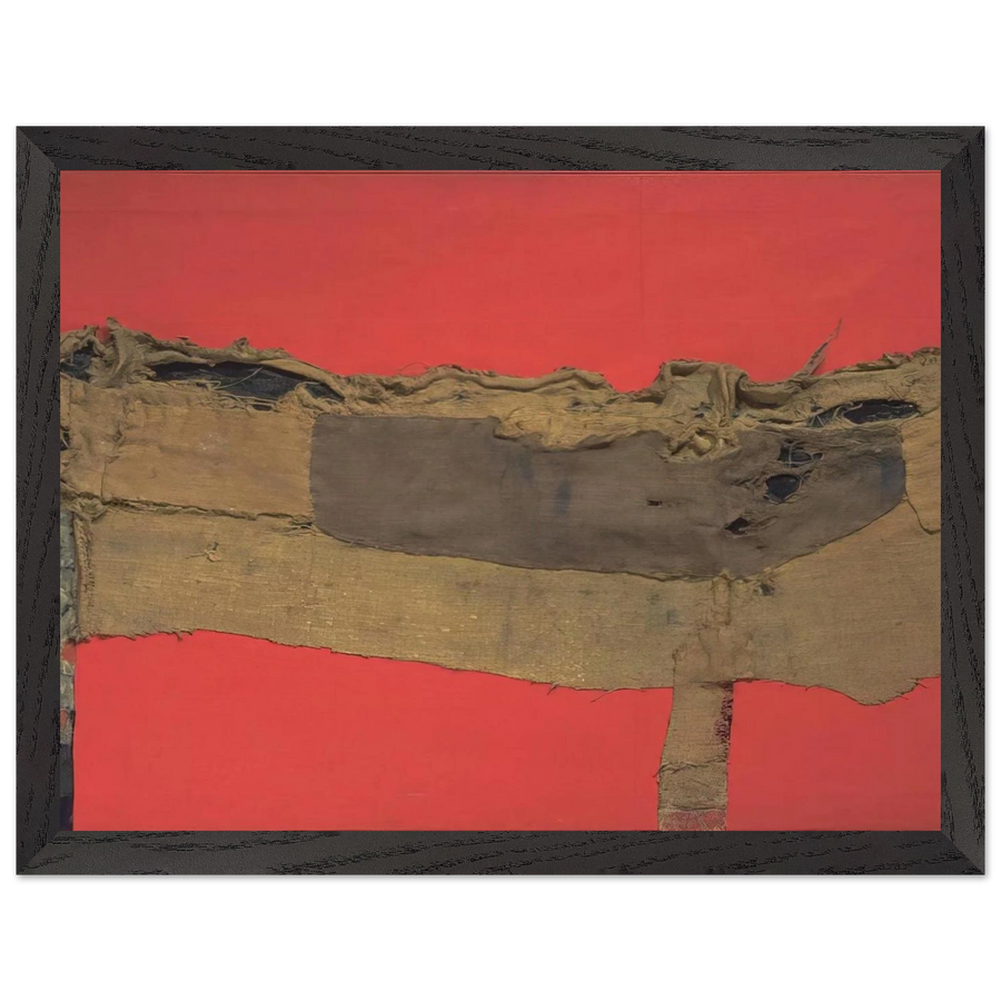 Sacking and Red - 1954 by Alberto Burri — Framed art print at Zephyeer