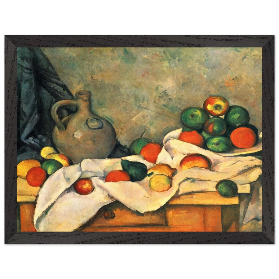 Curtain, Jug and Fruit by Paul Cézanne — Framed art print at Zephyeer