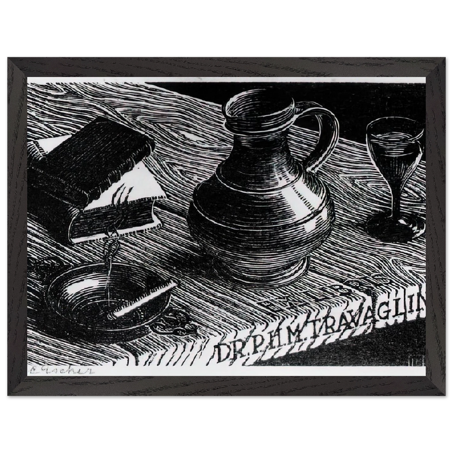 BOOKPLATE DR P H M TRAVAGLINO by MC Escher — Framed art print at Zephyeer