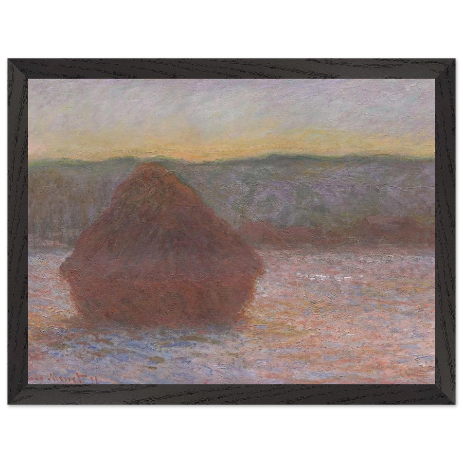 Stack of Wheat Thaw, Sunset by Claude Monet — Framed art print at Zephyeer