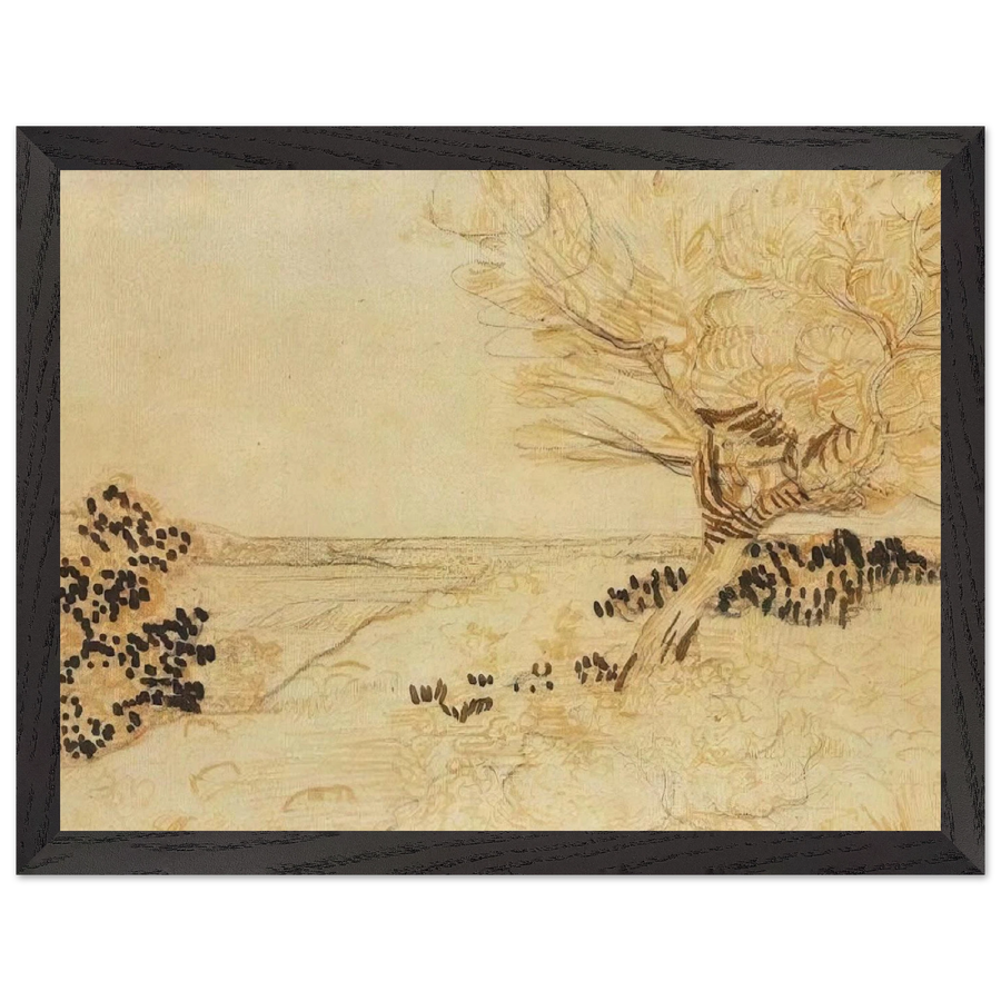Landscape with a Tree in the Foreground by Vincent van Gogh — Framed art print at Zephyeer