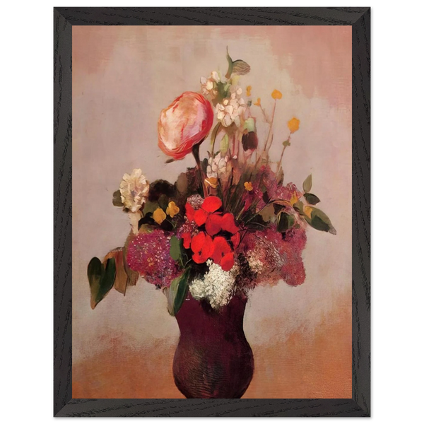 FLOWERS IN AA BROWN VASE by Odilon Redon — Framed art print at Zephyeer