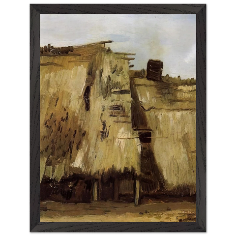 Cottage with Woman Digging by Vincent van Gogh — Framed art print at Zephyeer