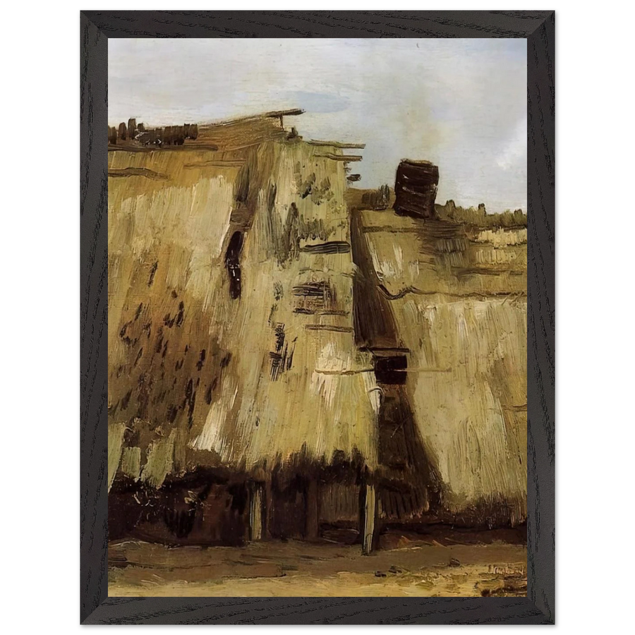 Cottage with Woman Digging by Vincent van Gogh — Framed art print at Zephyeer