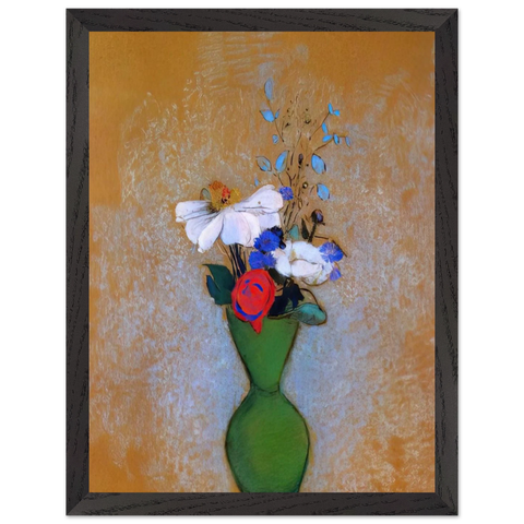 ROSE PEONY AND CORNFLOWERS IN A GREEN VASE by Odilon Redon — Framed art print at Zephyeer