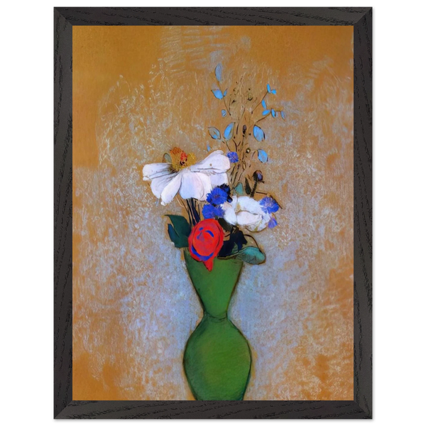 ROSE PEONY AND CORNFLOWERS IN A GREEN VASE by Odilon Redon — Framed art print at Zephyeer