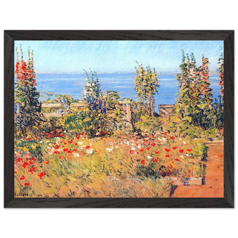 Hollyhocks, Isles of Shoals by Childe Hassam — Framed art print at Zephyeer