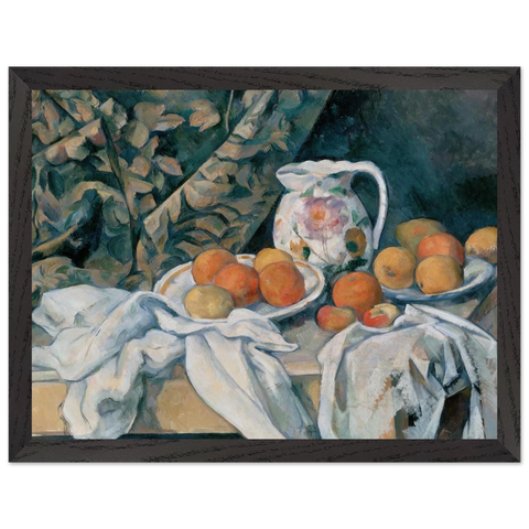 Still Life with Curtain and Flowered Pitcher by Paul Cézanne — Framed art print at Zephyeer