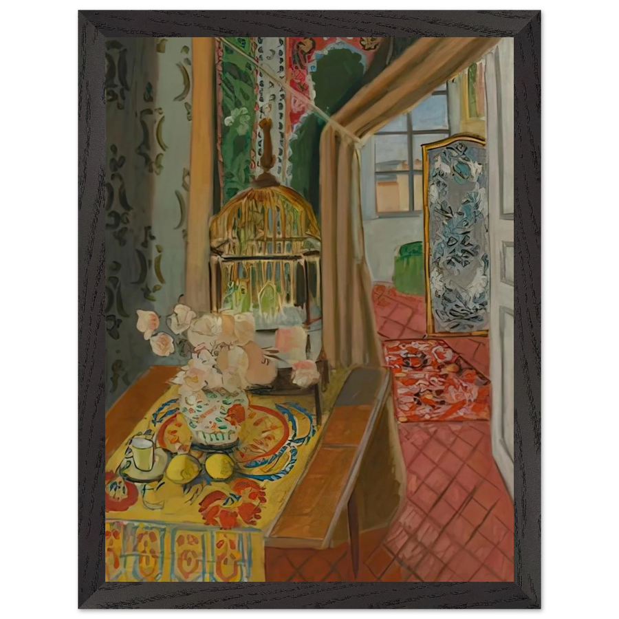INTERIOR FLOWERS AND PARAKEETS 1924 by Henri Matisse — Framed art print at Zephyeer