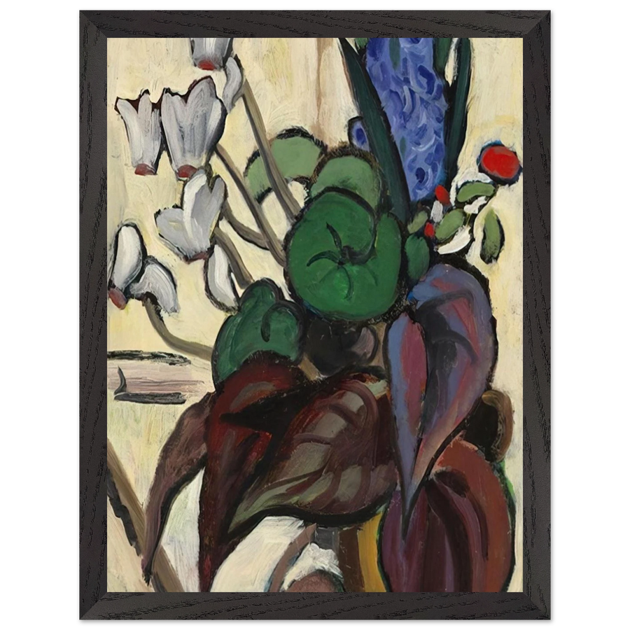 BLUMEN AUF WEI ZYKLAMEN UND HYAZINTHE 1934 by Gabriele Munter — Framed art print at Zephyeer