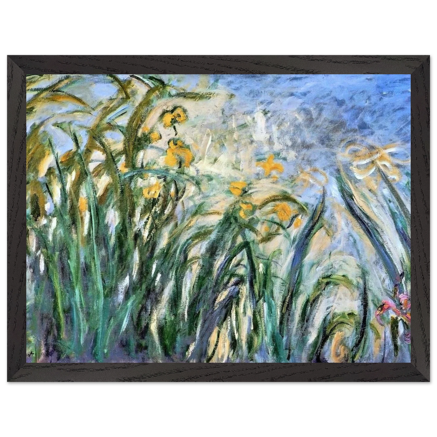 Yellow Irises and Malva by Claude Monet — Framed art print at Zephyeer