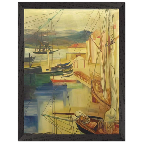 SHIPS MOORED ALONG THE DOCKS by Moise Kisling — Framed art print at Zephyeer