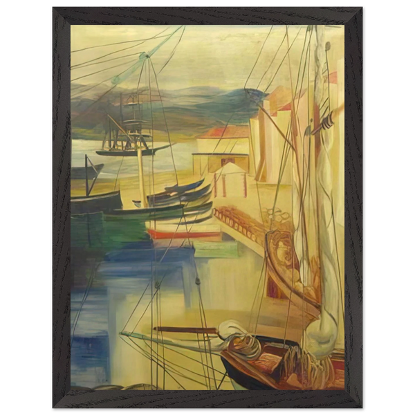 SHIPS MOORED ALONG THE DOCKS by Moise Kisling — Framed art print at Zephyeer