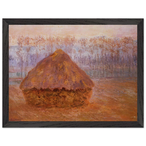 Grainstack in Winter, Misty Weather by Claude Monet — Framed art print at Zephyeer