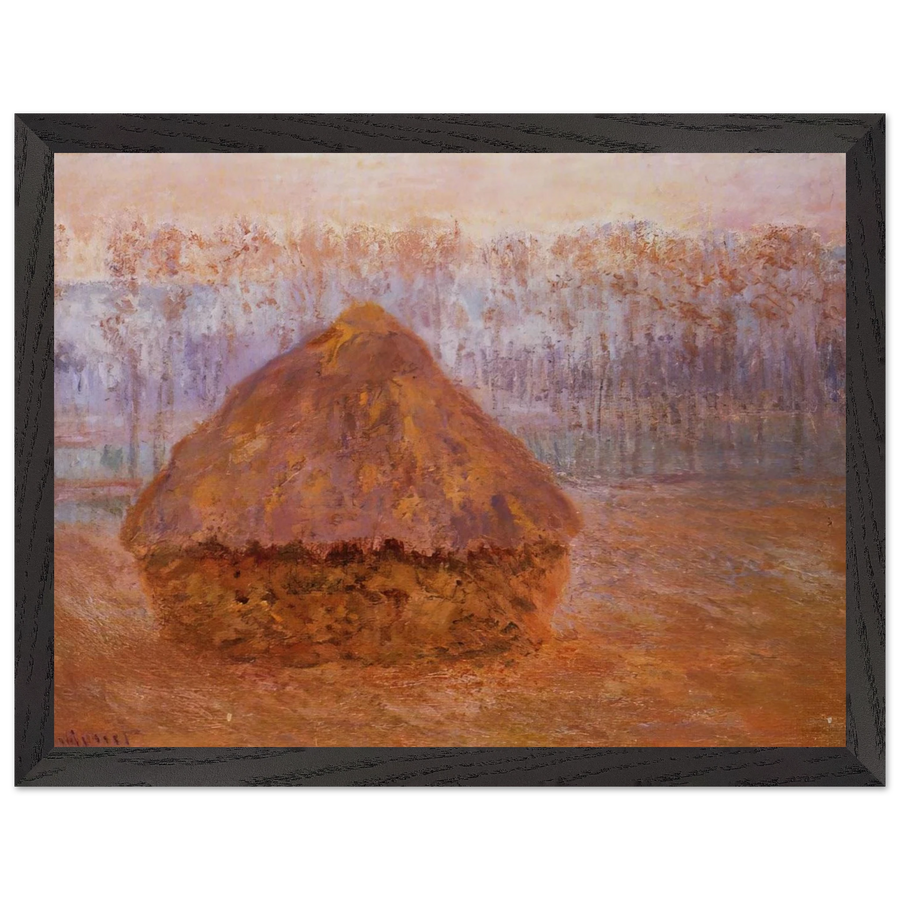 Grainstack in Winter, Misty Weather by Claude Monet — Framed art print at Zephyeer