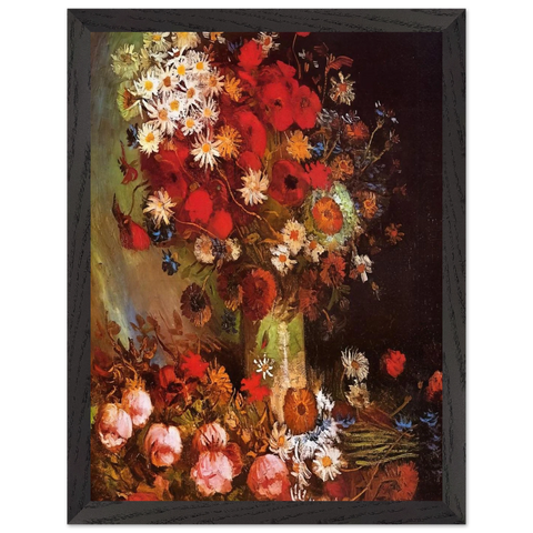 Vase with Poppies, Cornflowers, Peonies and Chrysanthemums by Vincent van Gogh — Framed art print at Zephyeer