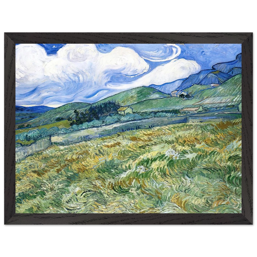 Wheatfield with Mountains in the Background by Vincent van Gogh — Framed art print at Zephyeer
