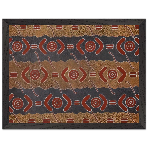 Men's Dreaming - Native Art by Clifford Possum Tjapaltjarri — Framed art print at Zephyeer