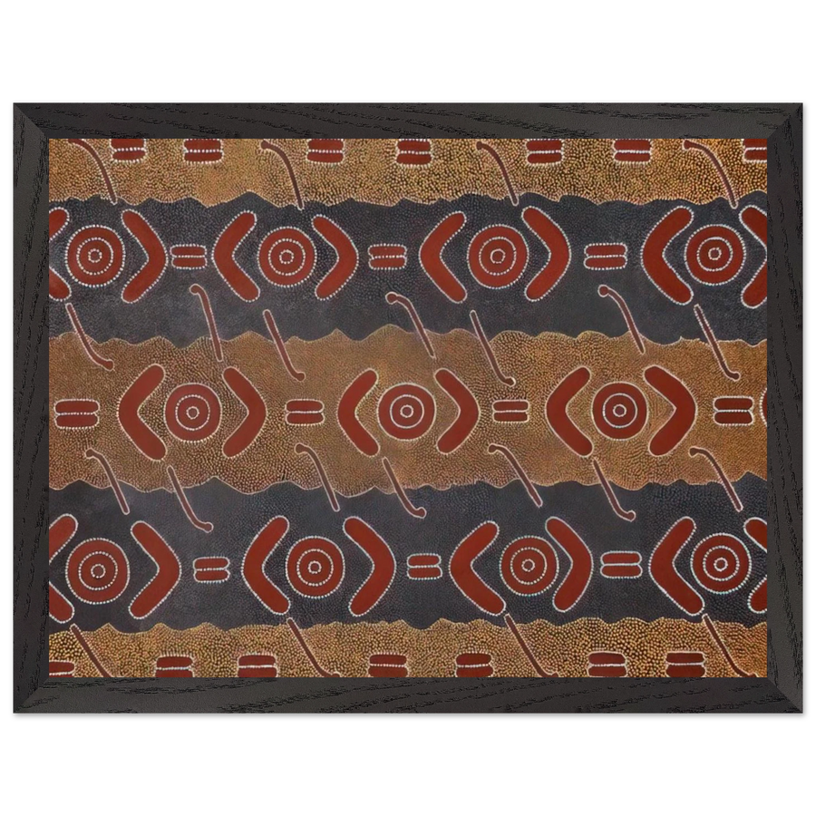 Men's Dreaming - Native Art by Clifford Possum Tjapaltjarri — Framed art print at Zephyeer