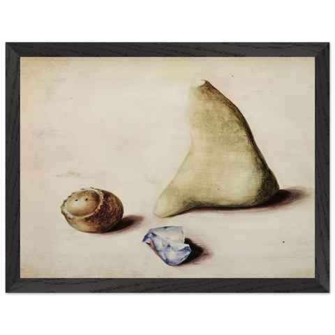 Pietra calcarea dalle Alpi Sveve Burgfelden, un pezzo di vetro grezzo dall’Adriatico Rimini, galle da Gubbio. Natale 38 - 1938 by Julius Bissier — Framed art print at Zephyeer