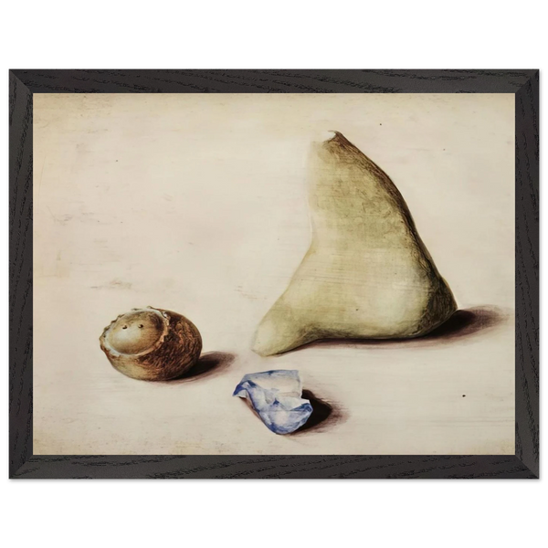 Pietra calcarea dalle Alpi Sveve Burgfelden, un pezzo di vetro grezzo dall’Adriatico Rimini, galle da Gubbio. Natale 38 - 1938 by Julius Bissier — Framed art print at Zephyeer