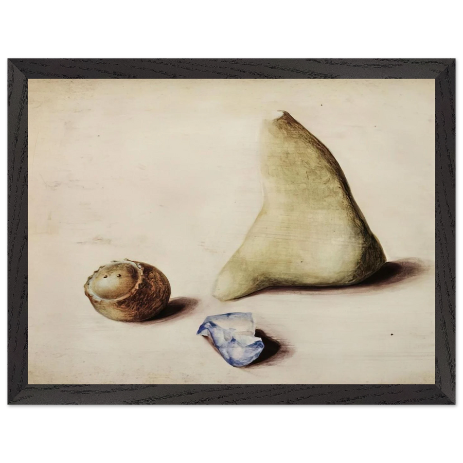 Pietra calcarea dalle Alpi Sveve Burgfelden, un pezzo di vetro grezzo dall’Adriatico Rimini, galle da Gubbio. Natale 38 - 1938 by Julius Bissier — Framed art print at Zephyeer