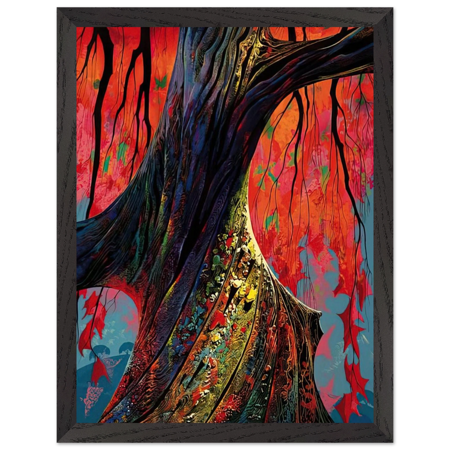 Fire red and gold by Eyvind Earle — Framed art print at Zephyeer