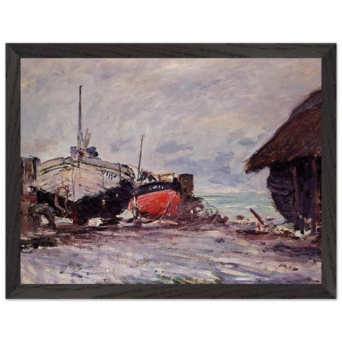 Fishing Boats at Etretat by Claude Monet — Framed art print at Zephyeer