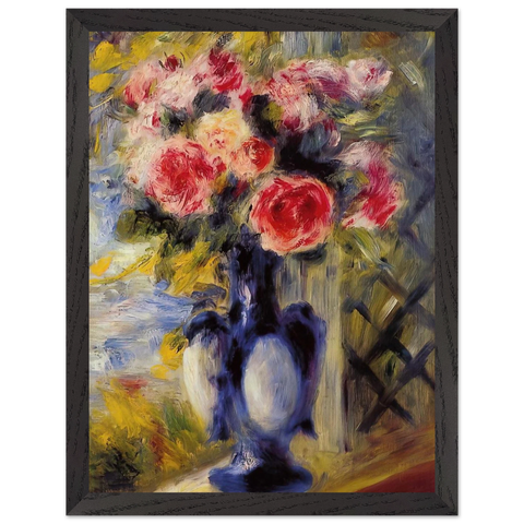 Bouquet of Roses in a Blue Vase by Pierre-Auguste Renoir — Framed art print at Zephyeer