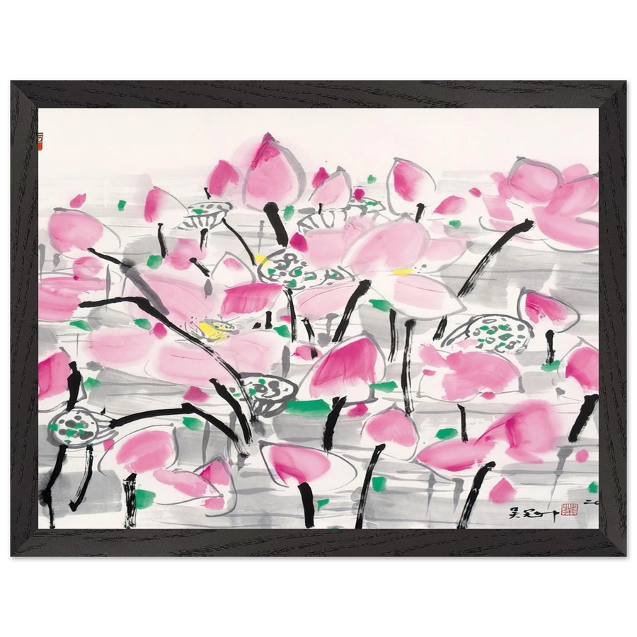 Lotus under the sun - 2001 by Wu Guanzhong — Framed art print at Zephyeer