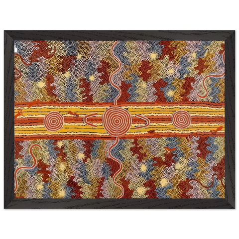 Corrobboree Dreaming - Native Art by Clifford Possum Tjapaltjarri — Framed art print at Zephyeer