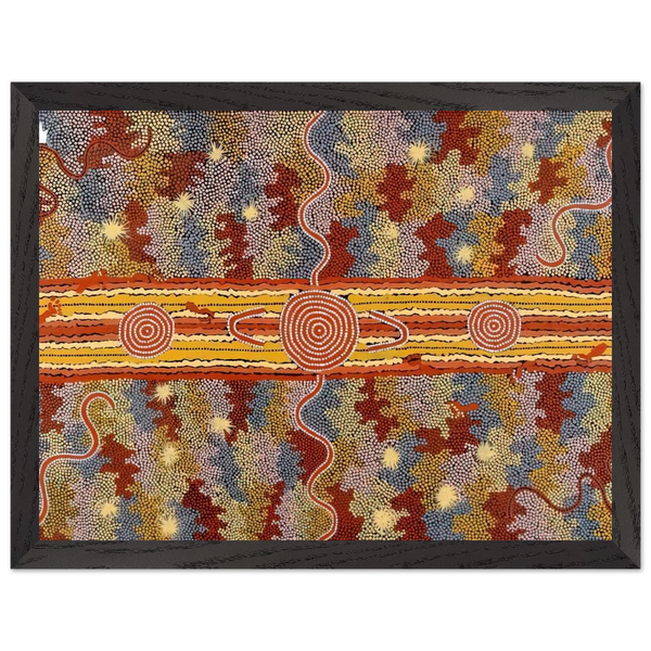 Corrobboree Dreaming - Native Art by Clifford Possum Tjapaltjarri — Framed art print at Zephyeer