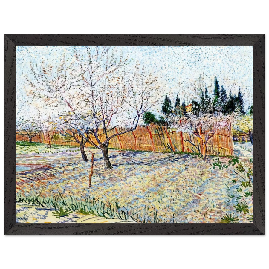 Orchard with Peach Trees in Blossom by Vincent van Gogh — Framed art print at Zephyeer