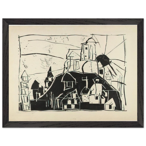 CITY ON THE MOUNTAIN STADT AUF DEM BERGE 1918 by Lyonel Feininger — Framed art print at Zephyeer