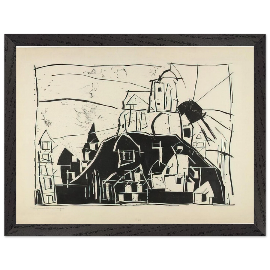 CITY ON THE MOUNTAIN STADT AUF DEM BERGE 1918 by Lyonel Feininger — Framed art print at Zephyeer