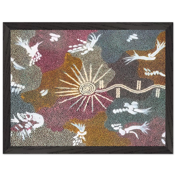 Lightning Dreaming - 1999 by Clifford Possum Tjapaltjarri — Framed art print at Zephyeer