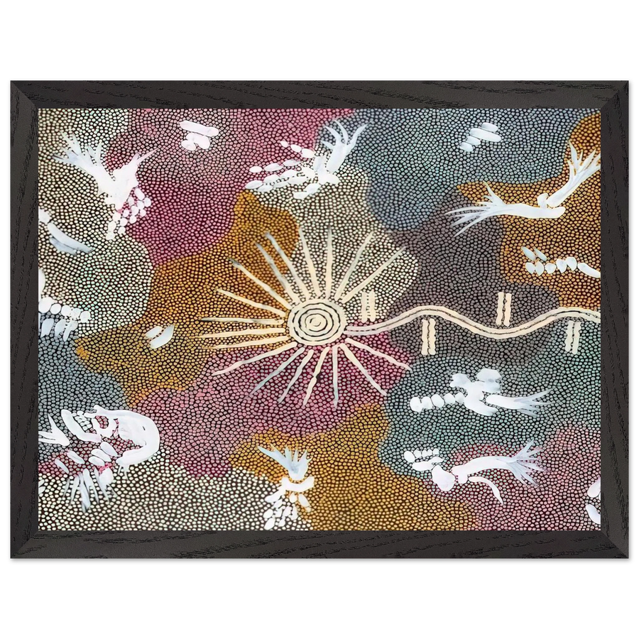 Lightning Dreaming - 1999 by Clifford Possum Tjapaltjarri — Framed art print at Zephyeer