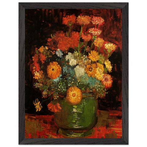 Vase with Zinnias by Vincent van Gogh — Framed art print at Zephyeer