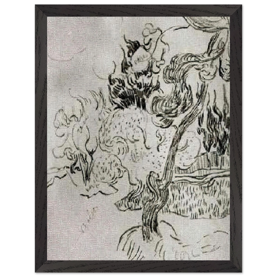 A Pine Tree and Cypresses in the Garden of the Asylum by Vincent van Gogh — Framed art print at Zephyeer