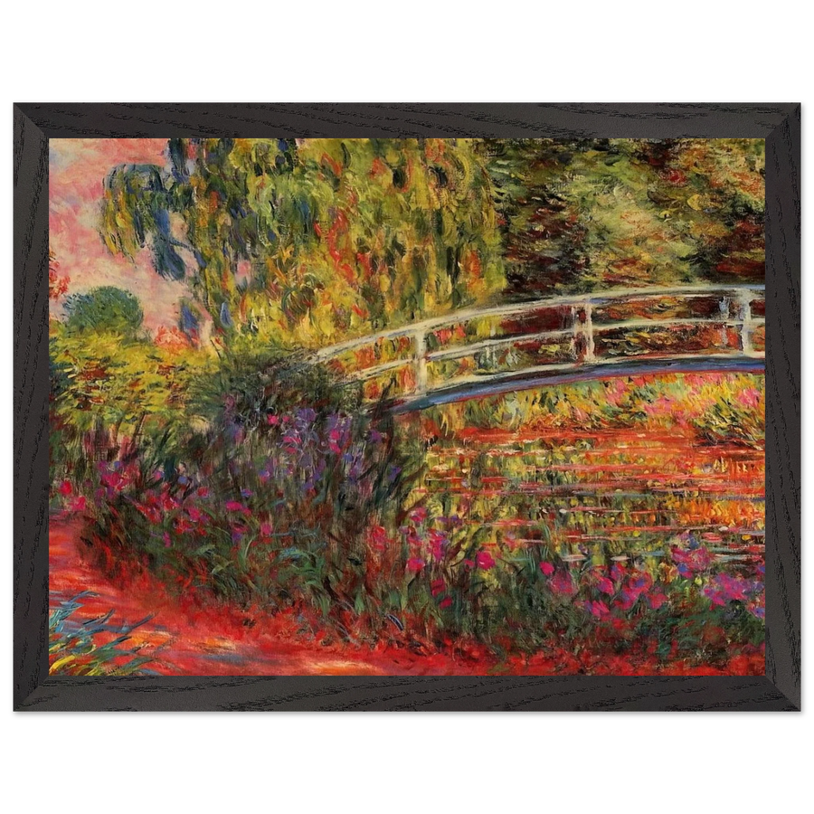 The Japanese Bridge The Water-Lily Pond, Water Irises by Claude Monet — Framed art print at Zephyeer