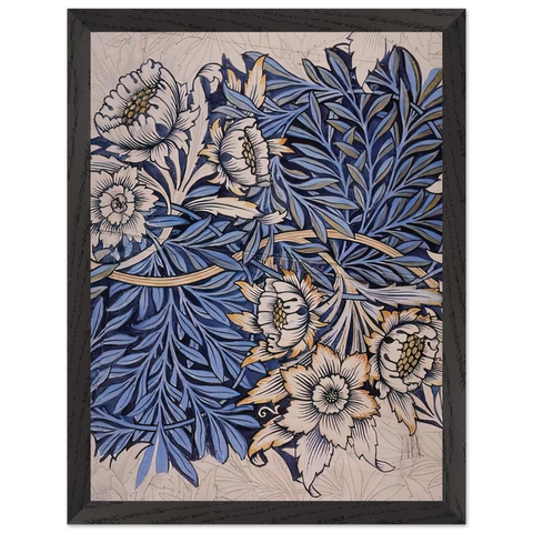 DESIGN FOR TULIP AND WILLOW INDIGO DISCHARGE WOOD BLOCK PRINTED FABRIC 1873 by William Morris — Framed art print at Zephyeer