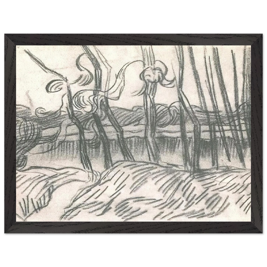 A Row of Bare Trees by Vincent van Gogh — Framed art print at Zephyeer