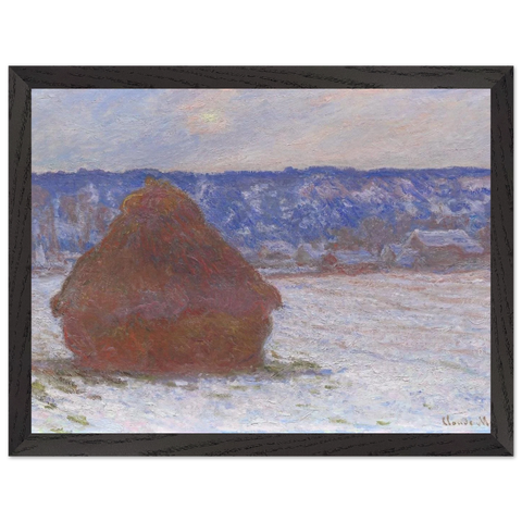 Stack of Wheat Snow Effect, Overcast Day by Claude Monet — Framed art print at Zephyeer