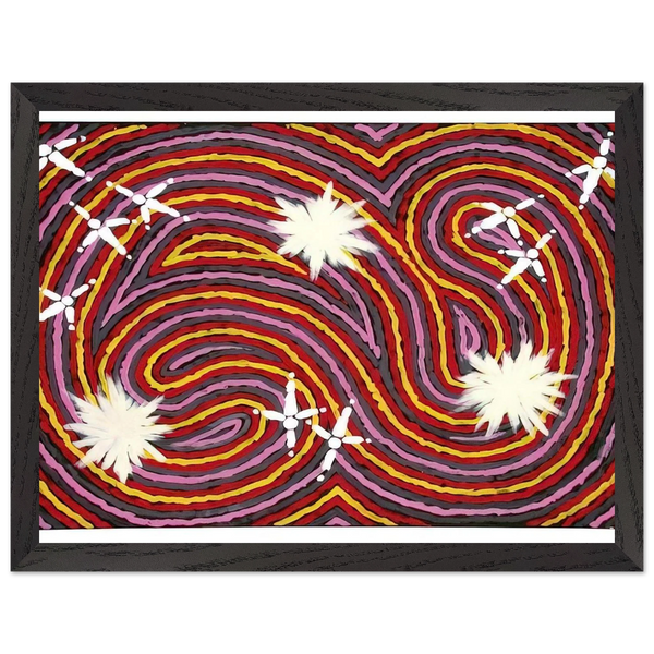 Rêve Ver De Terre Et Du Corbeau - 1999 by Clifford Possum Tjapaltjarri — Framed art print at Zephyeer