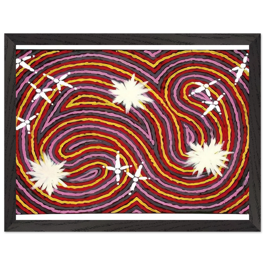 Rêve Ver De Terre Et Du Corbeau - 1999 by Clifford Possum Tjapaltjarri — Framed art print at Zephyeer