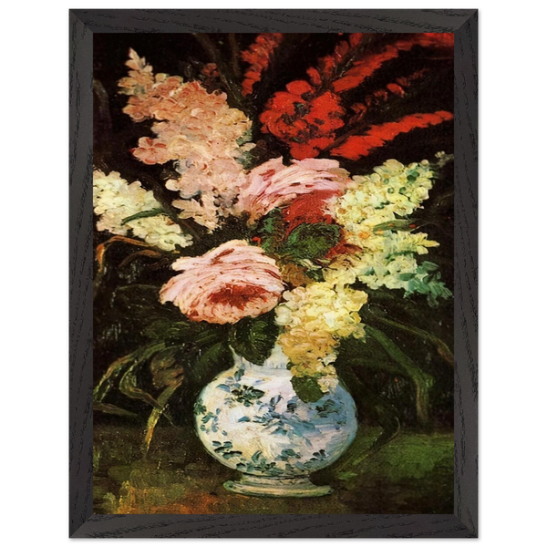 Vase with Gladioli and Lilac by Vincent van Gogh — Framed art print at Zephyeer