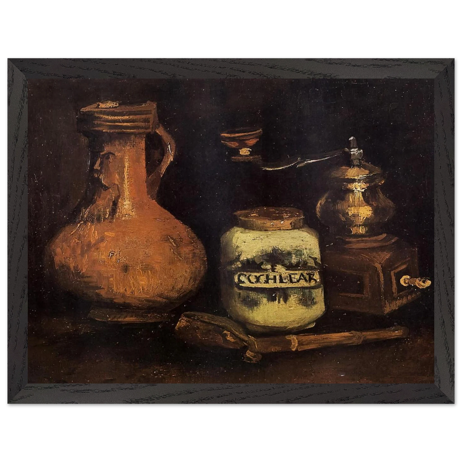 Still Life with Coffee Mill, Pipe Case and Jug by Vincent van Gogh — Framed art print at Zephyeer