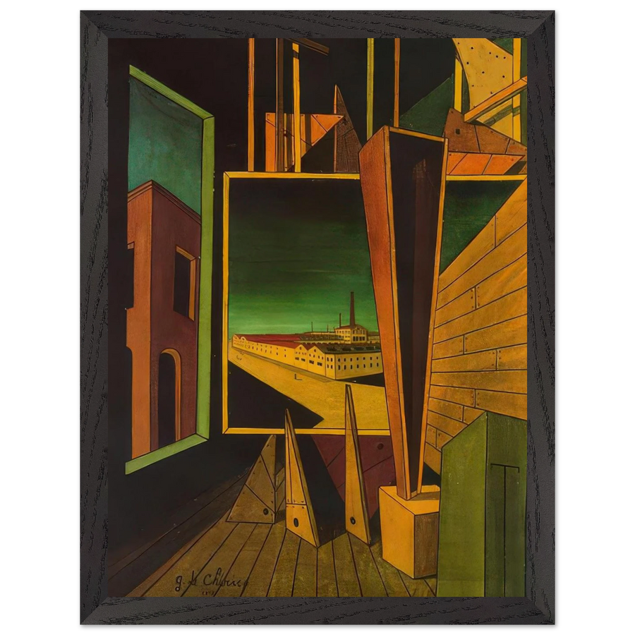 GEOMETRIC COMPOSITION WITH FACTORY LANDSCAPE 1917 by Giorgio de Chirico — Framed art print at Zephyeer