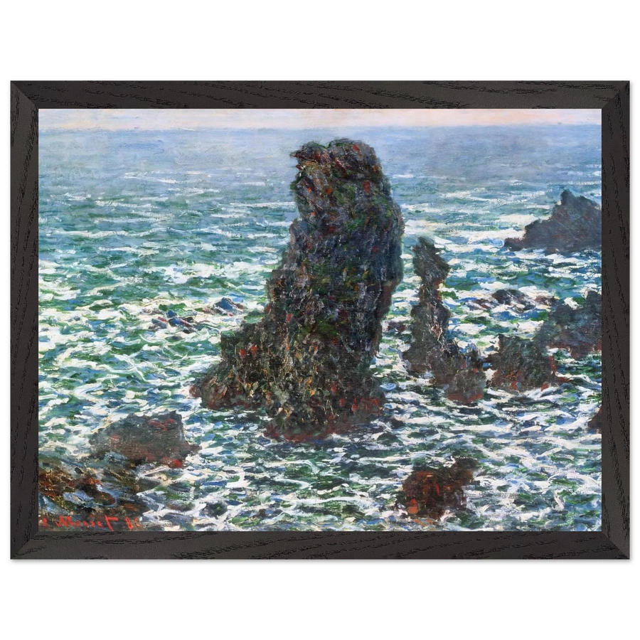 The Pyramids of Port Coton, Belle-Ile-en-Mer by Claude Monet — Framed art print at Zephyeer