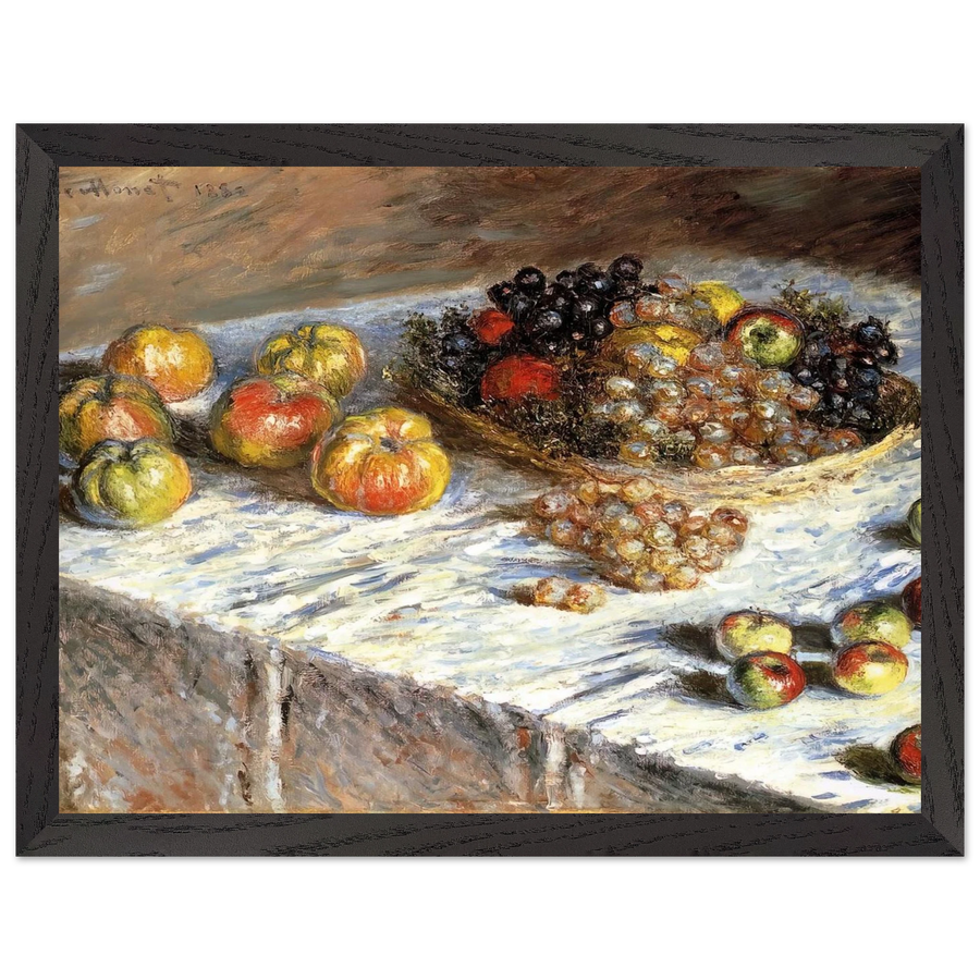 Still Life with Apples And Grapes by Claude Monet — Framed art print at Zephyeer